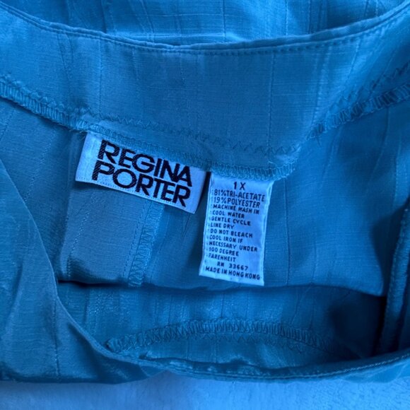 Vintage Regina Porter Womens Sage Green Textured Cap Sleeve Top Blouse Size 1X - Picture 3 of 6